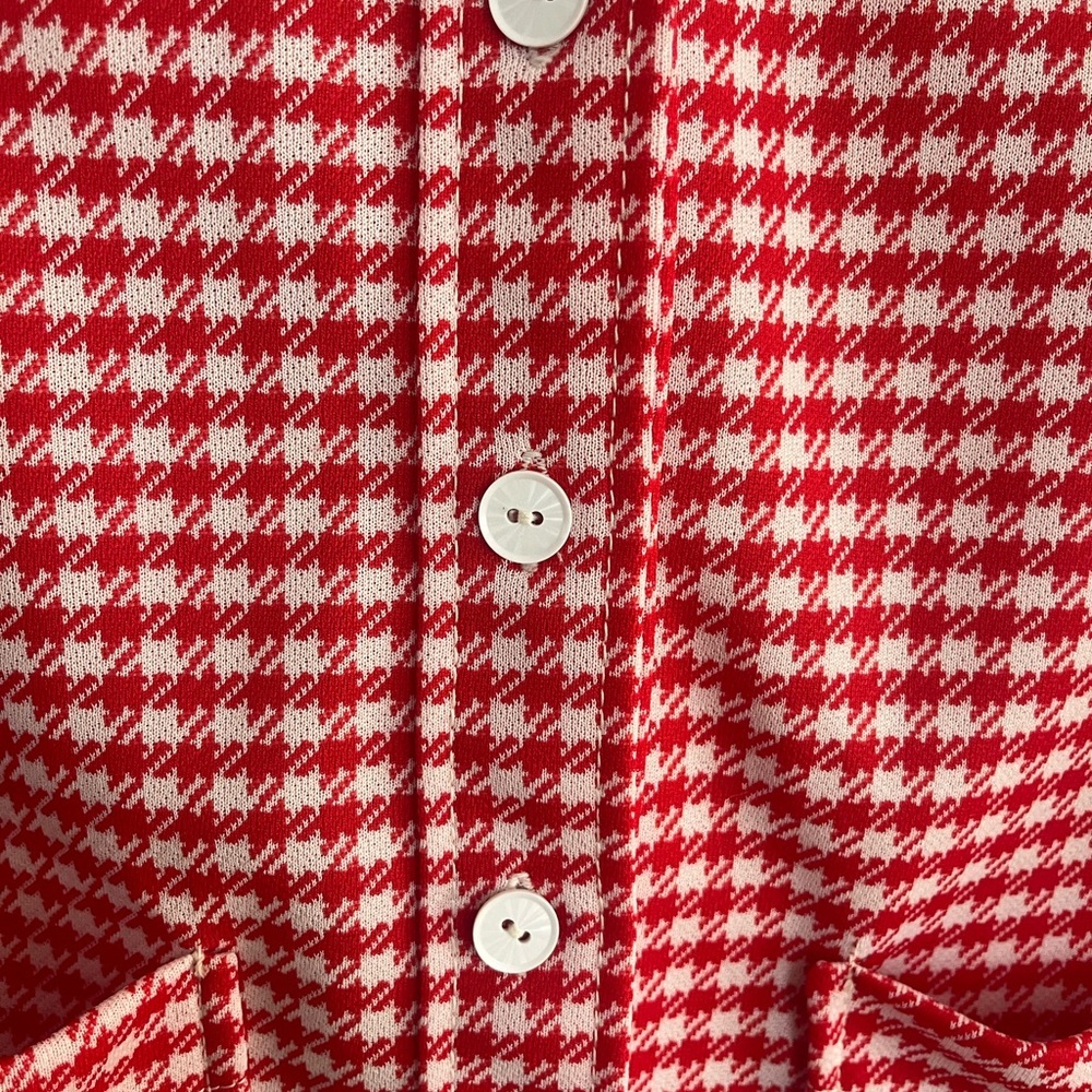 Vintage Red & White Houndstooth Cardigan - Picture 2 of 3